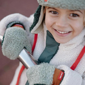 Варежки меховые Hello Hossy "Heaty Neo", мятно-фисташковые